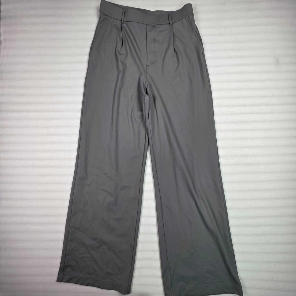Halara Women Gray High Waisted Wide Leg Pleated Trousers Size M Tall